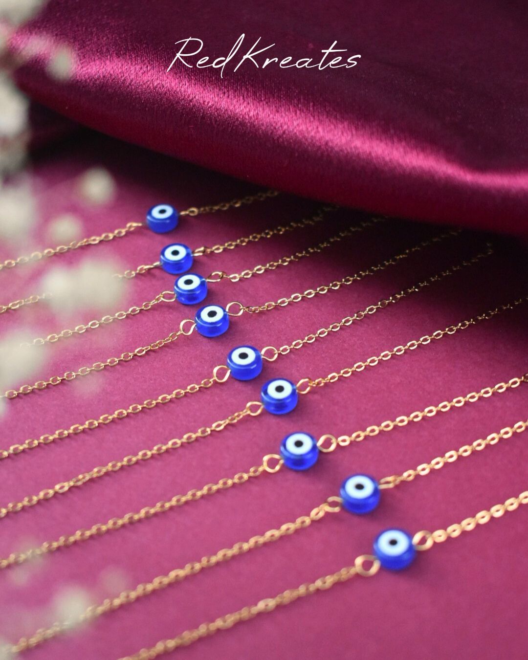 Blue evil eye bracelet- 18k gold-plated