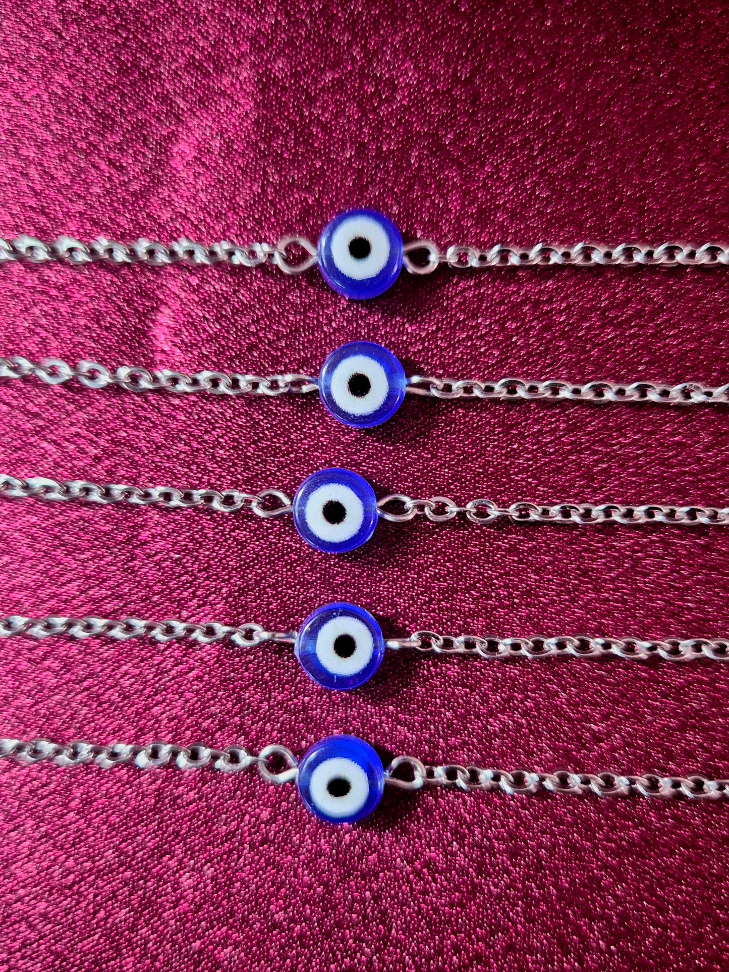 Evil eye bracelet- Silver Stainless Steel