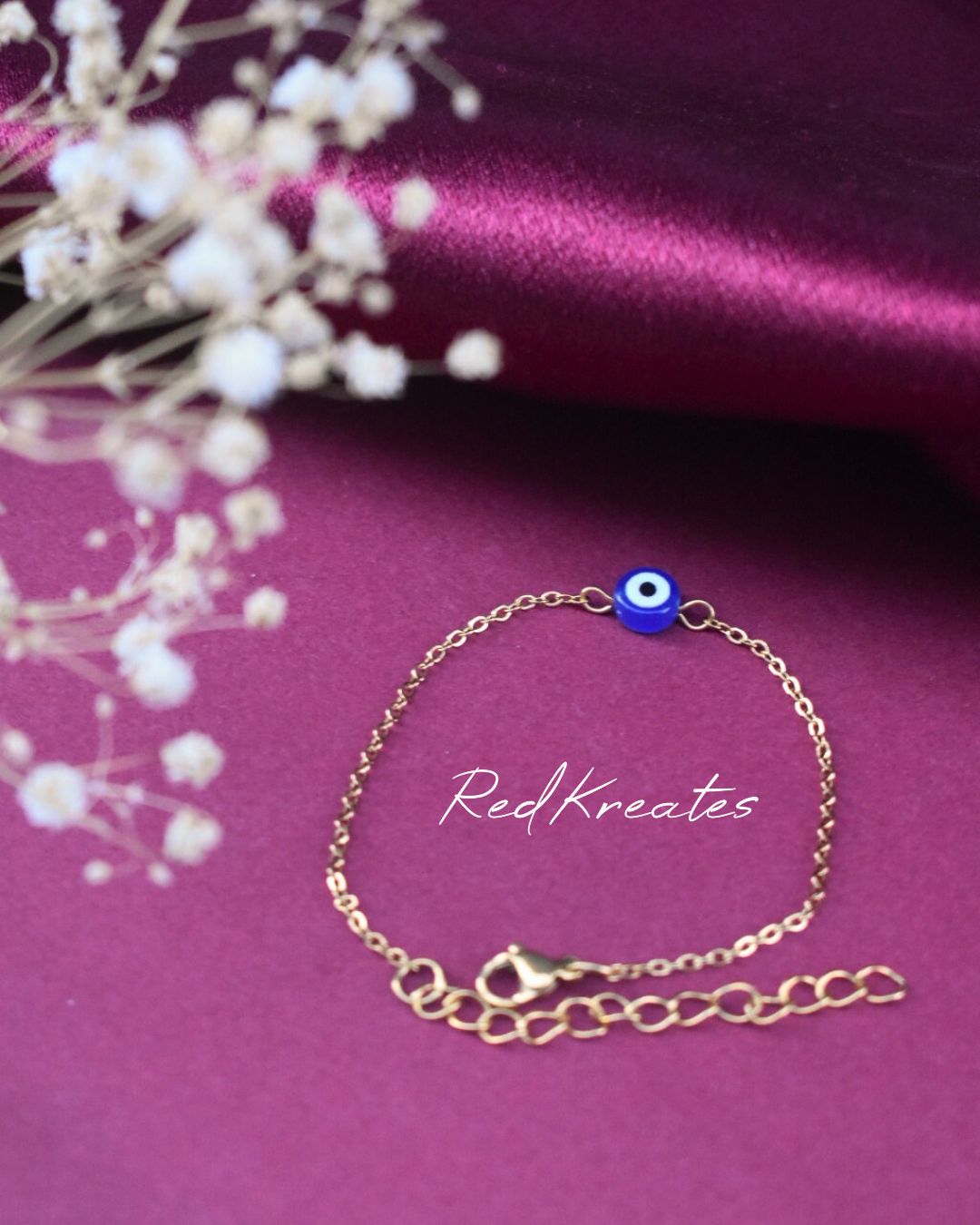 Blue evil eye bracelet- 18k gold-plated