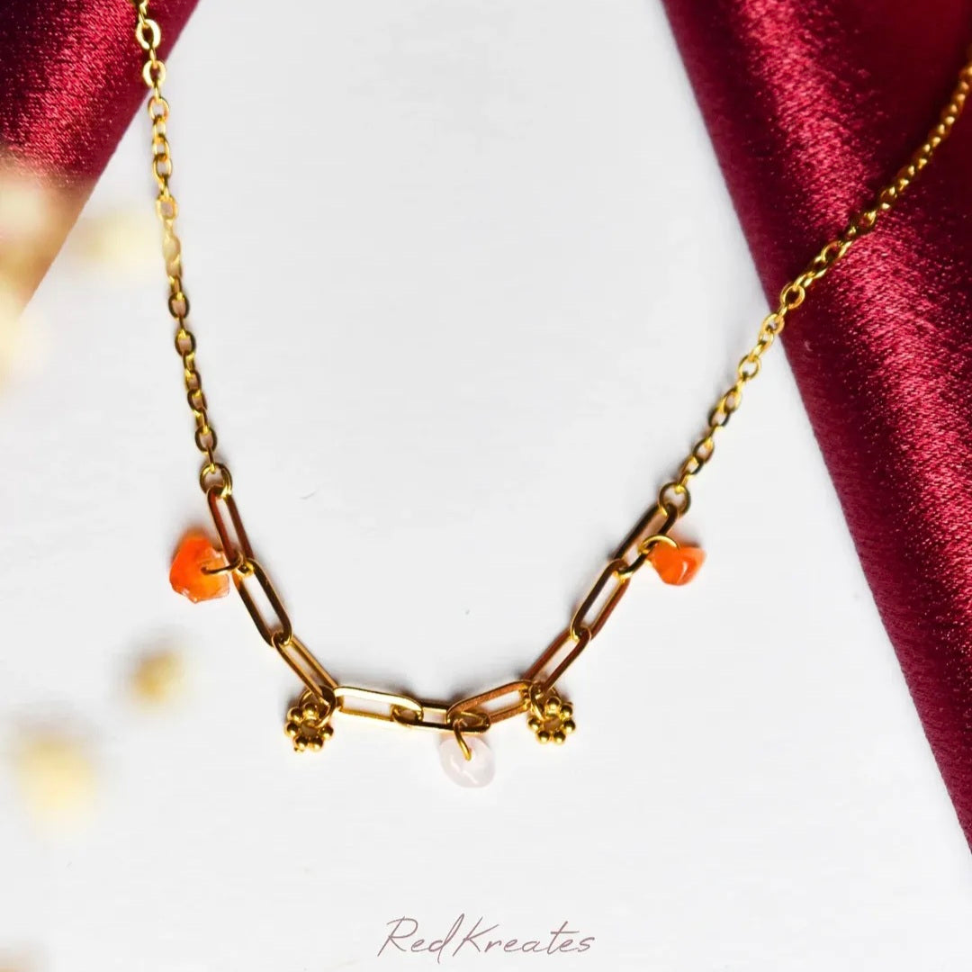 Carnelian and rose quartz Necklace