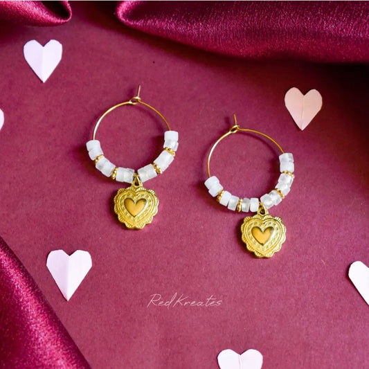Rose quartz Hoops- Valentine's Day Collection