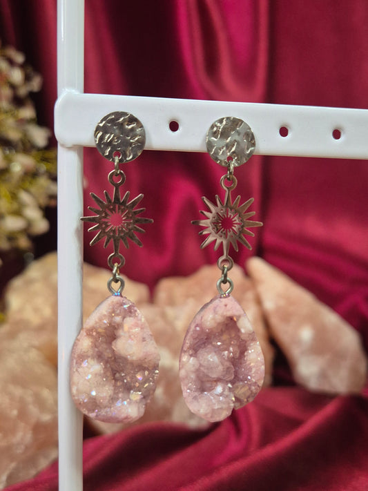 Dyed Druzy crystal earrings