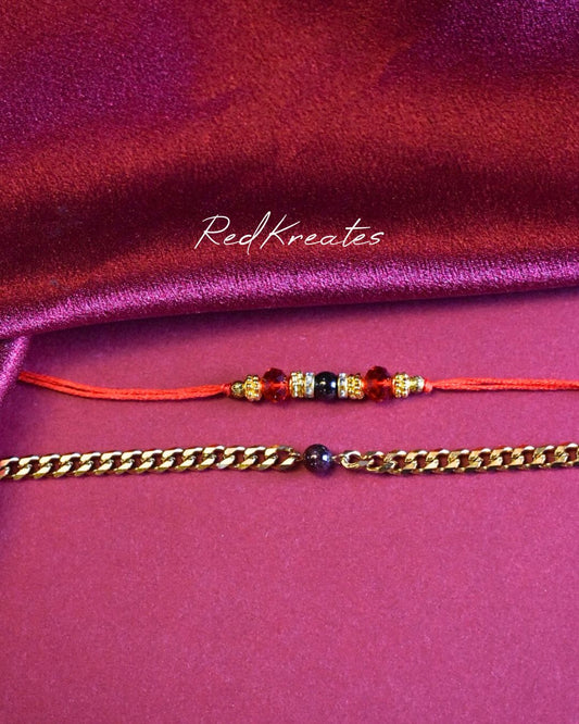 Garnet Rakhi& Bracelet set