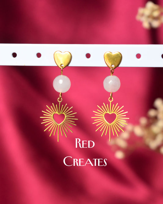Rose quartz heart earrings