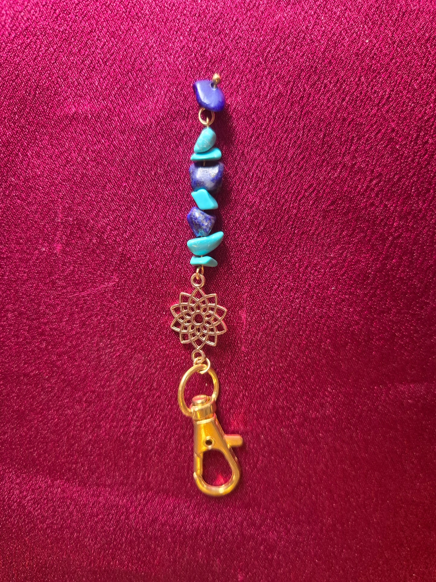 Lapis Lazuli and dyed howlite keychain