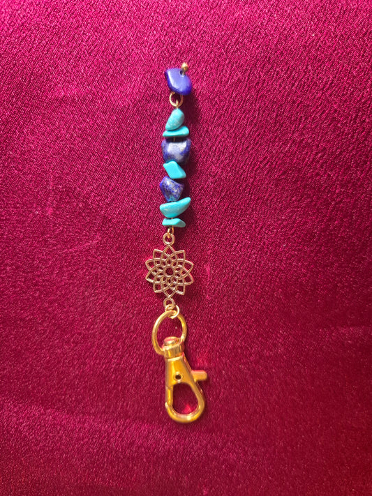 Lapis Lazuli and dyed howlite keychain