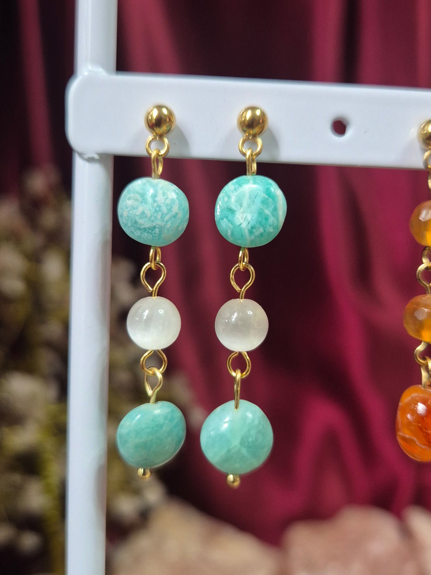 Amazonite & Satin Spar Earrings