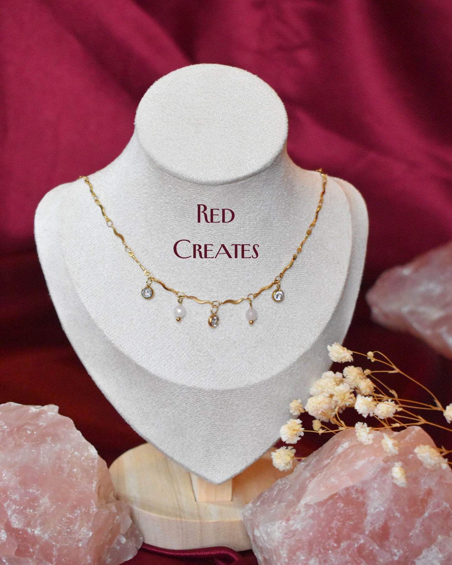 Rose quartz and zirconia Necklace