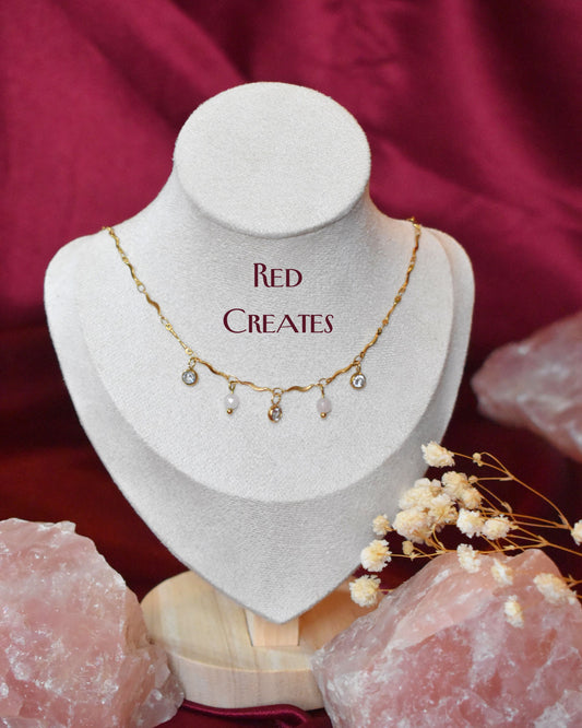 Rose quartz and zirconia Necklace