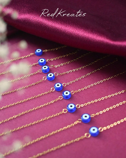Blue evil eye bracelet- 18k gold-plated