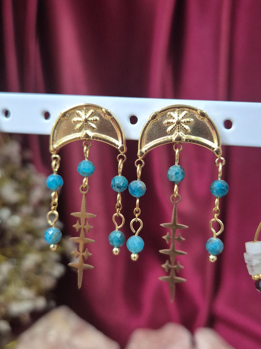 Blue apatite Celestial Earrings