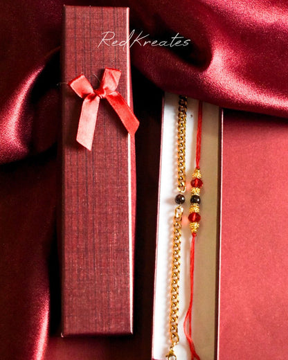 Garnet Rakhi& Bracelet set