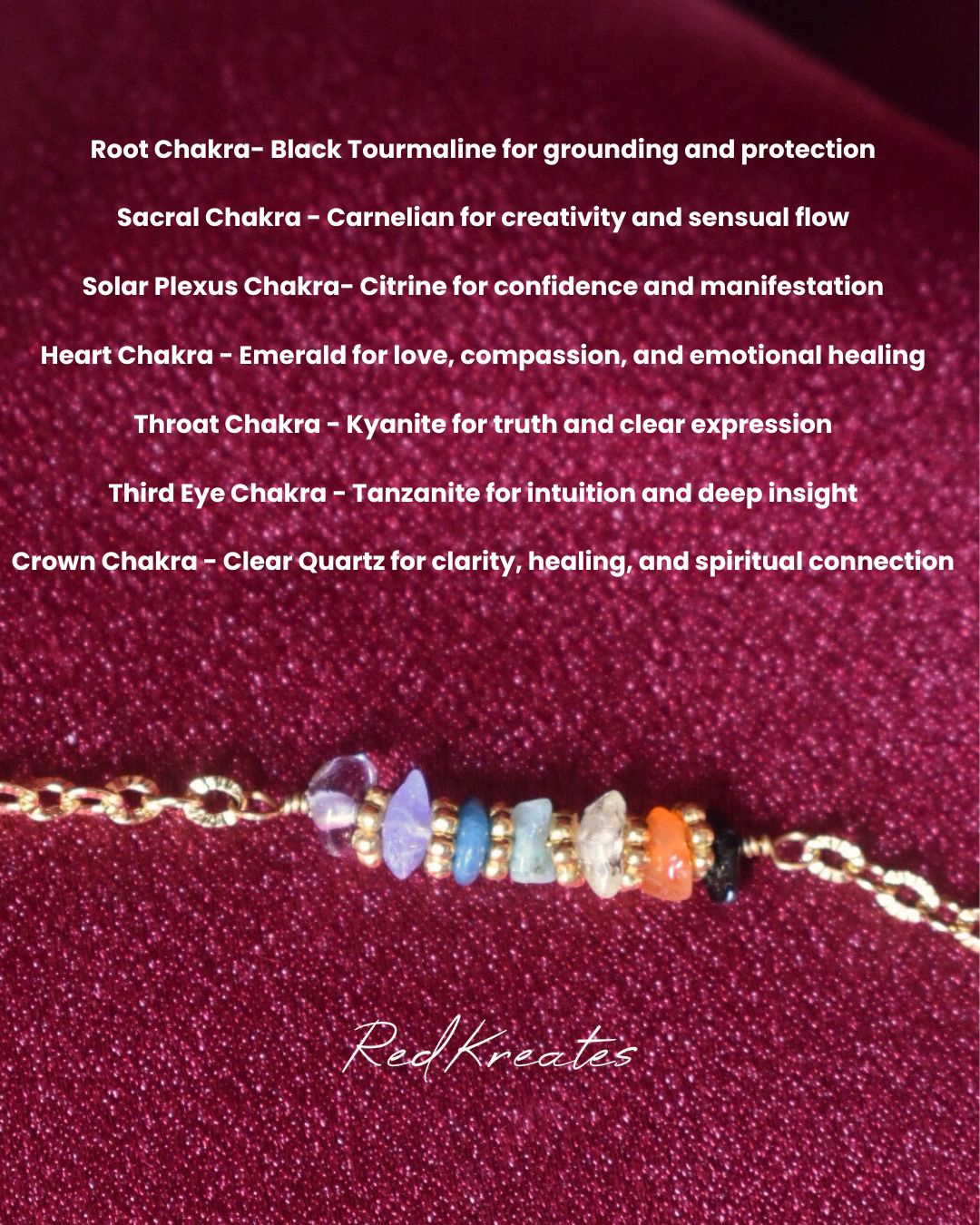 Seven chakra bracelet-embossed chain