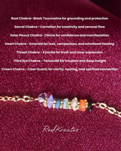 Seven chakra bracelet-embossed chain