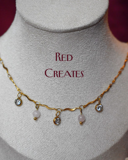 Rose quartz and zirconia Necklace