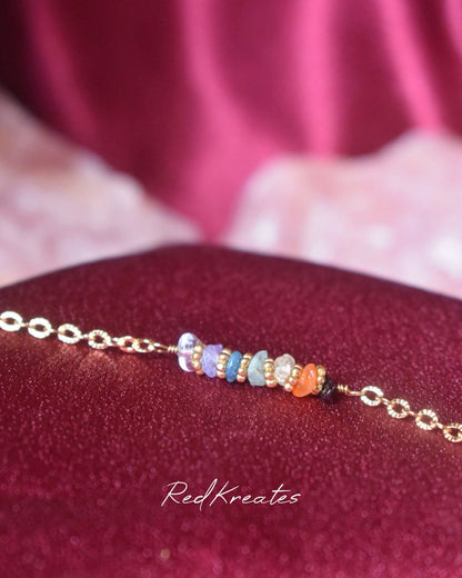 Seven chakra bracelet-embossed chain