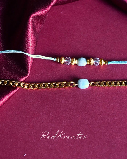 Amazonite Rakhi Gift Set