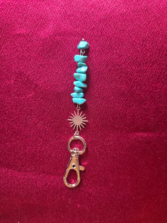 Turquoise dyed howlite keychain