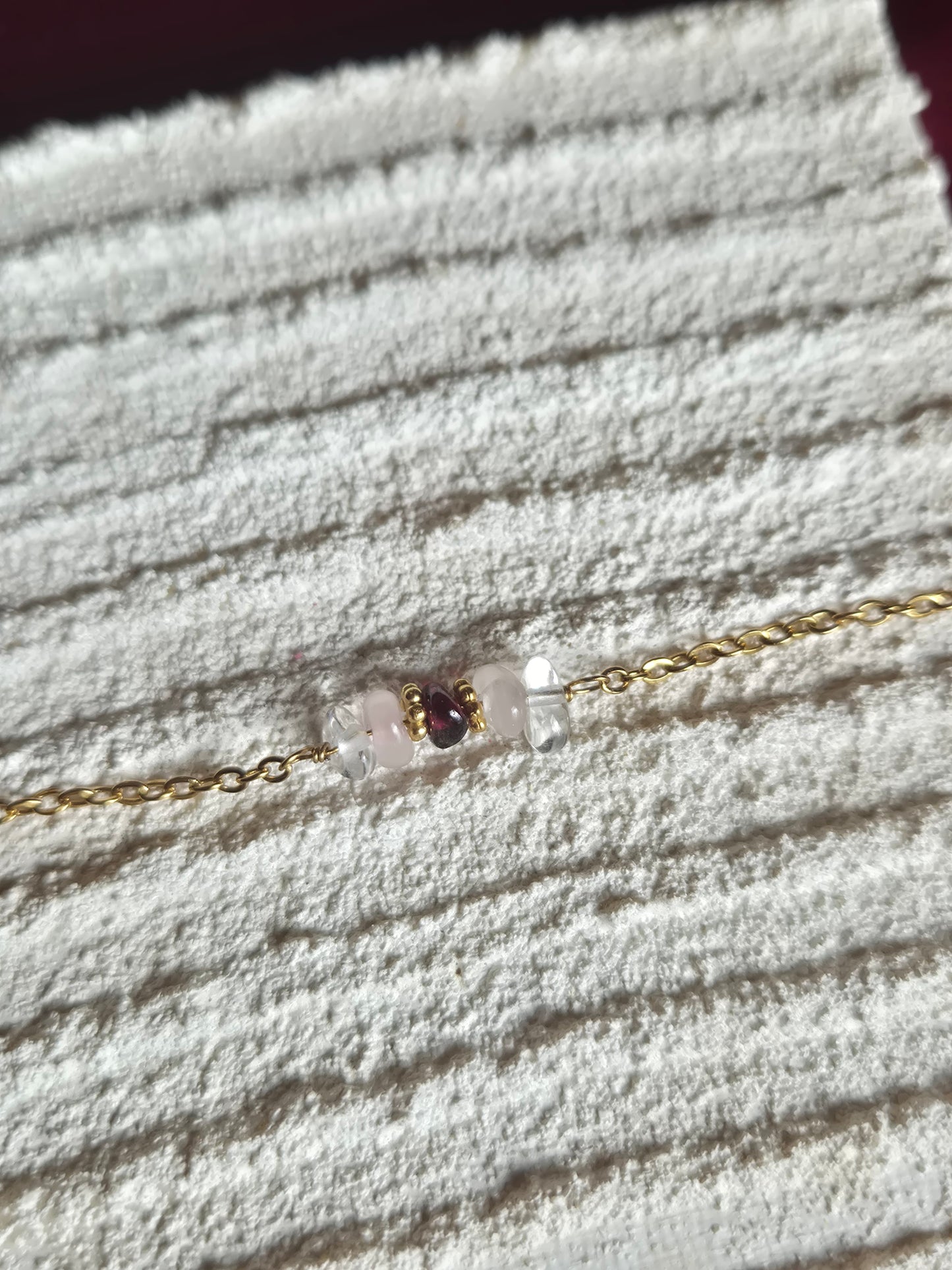 Garnet and rose quartz bracelet