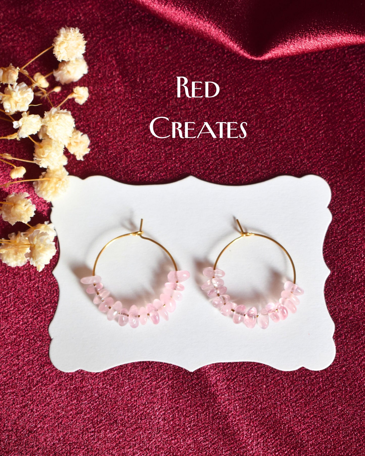 Rose quartz Hoops