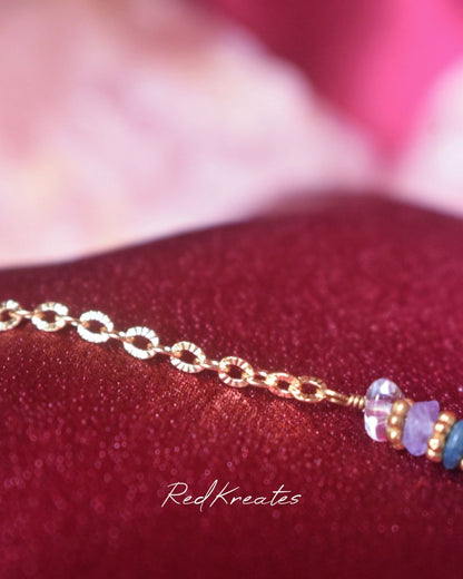 Seven chakra bracelet-embossed chain