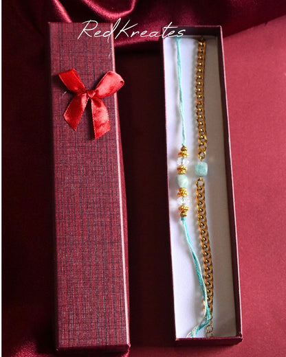 Amazonite Rakhi Gift Set