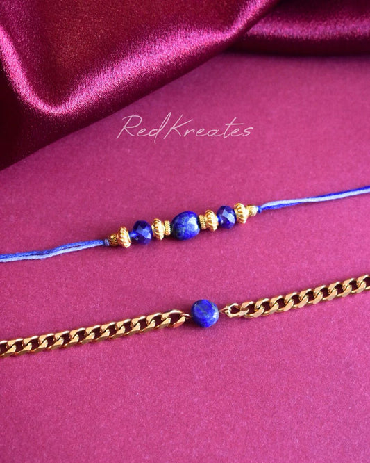 Lapis Lazuli Rakhi& Bracelet Set